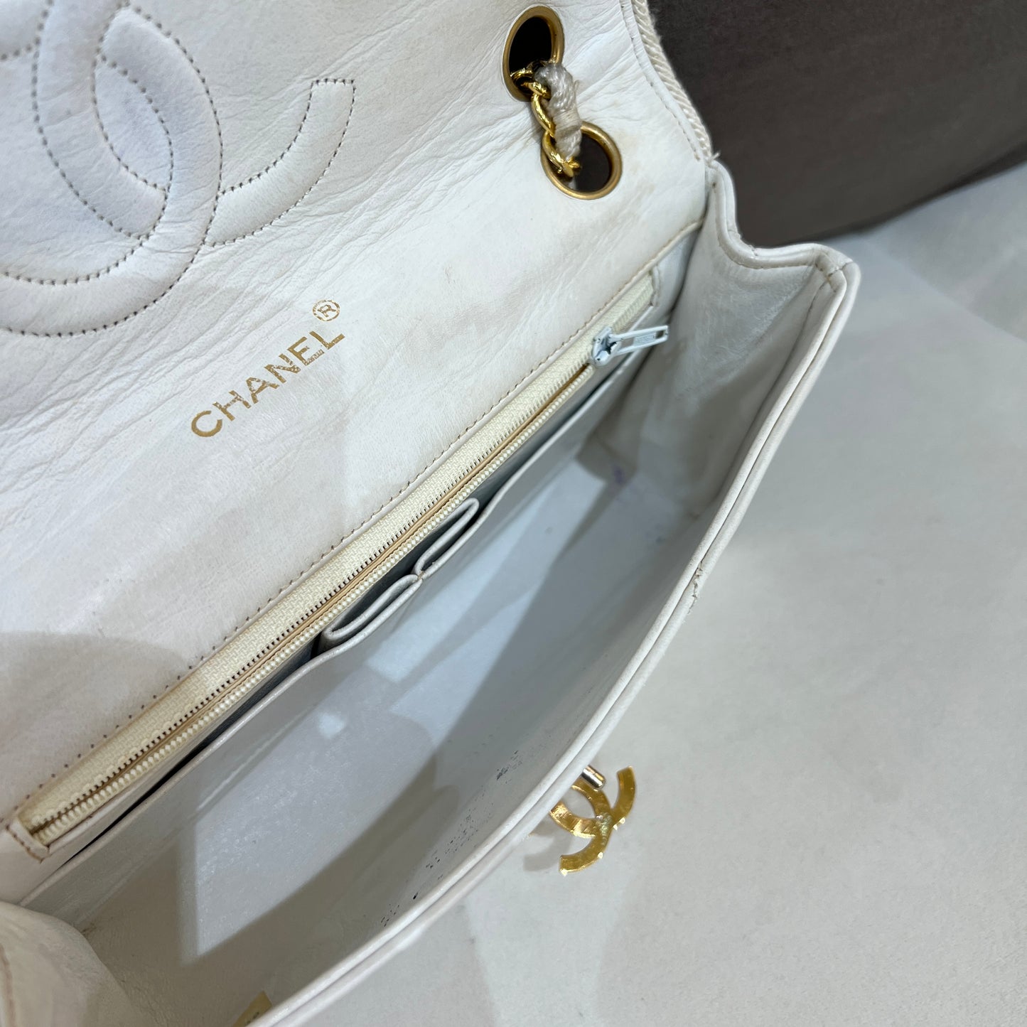 Chanel香奈兒中古波浪縫線單肩包