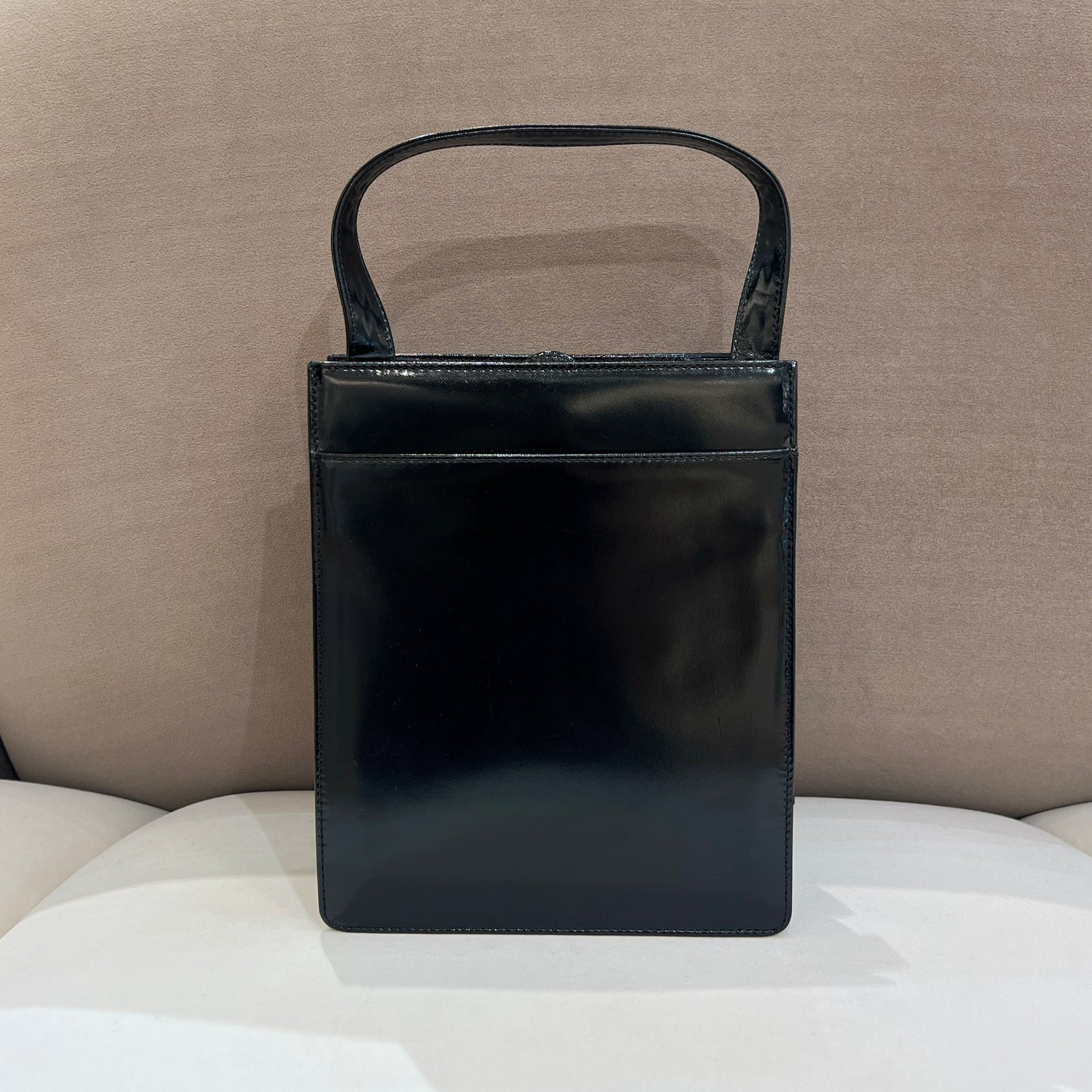 Givenchy Vintage Black Leather Top Handle Bag With Silver Hardware