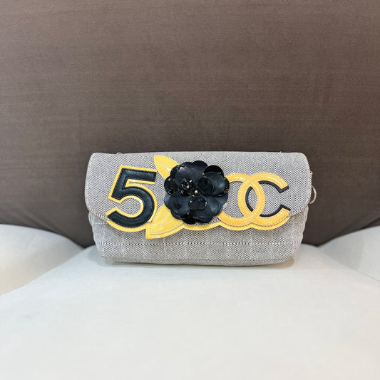 Chanel Handbag Chocolate Bar Pattern Canvas Chain