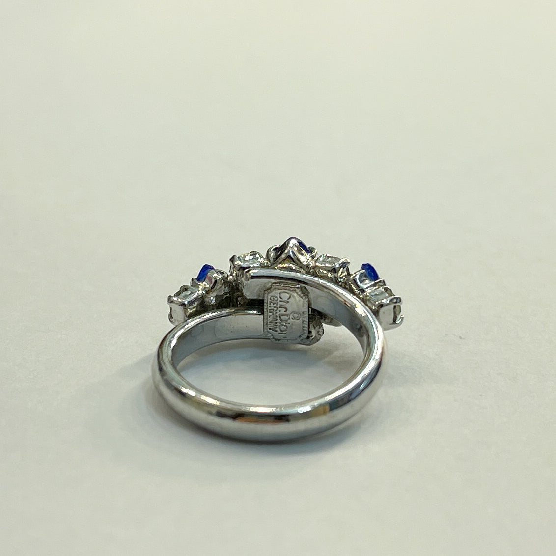 Christian Dior Vintage Blue Rhinestone With Silver Ring