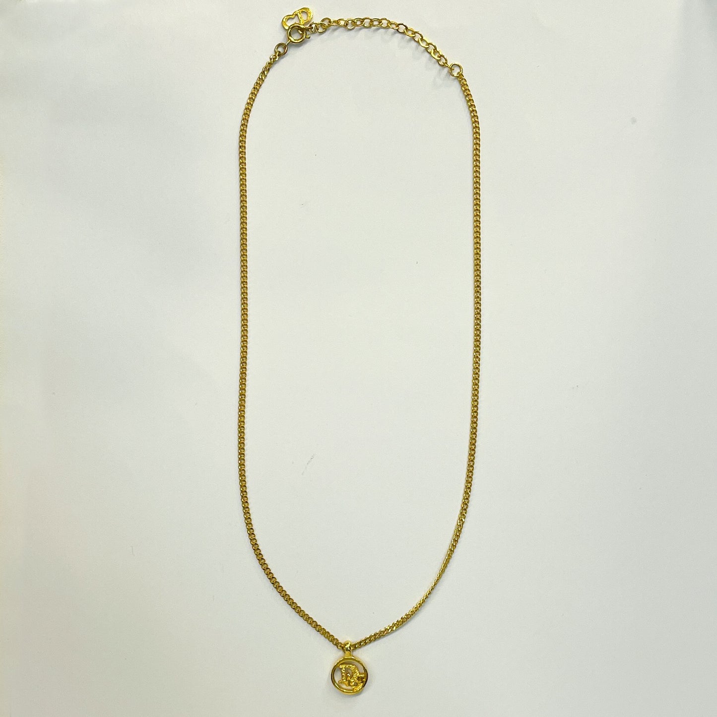 Christian Dior Vintage Dior Logo In Circle Golden Necklace