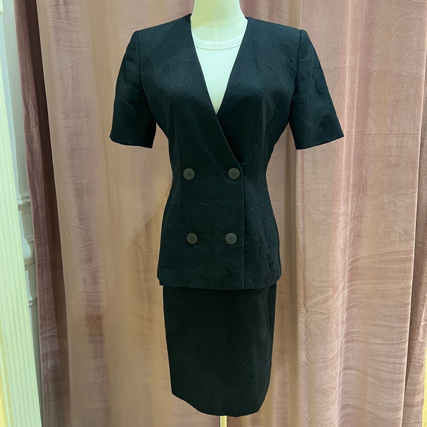 Christian Dior Vintage Black Cotton Skirt Suit