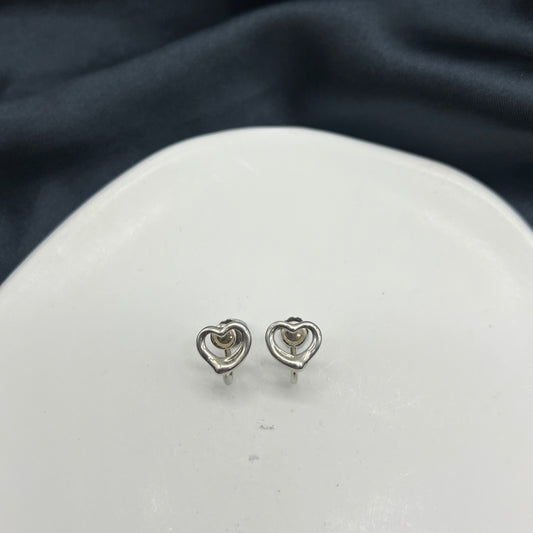 Tiffany Vintage Open Heart 925 Silver Clip-On Earrings