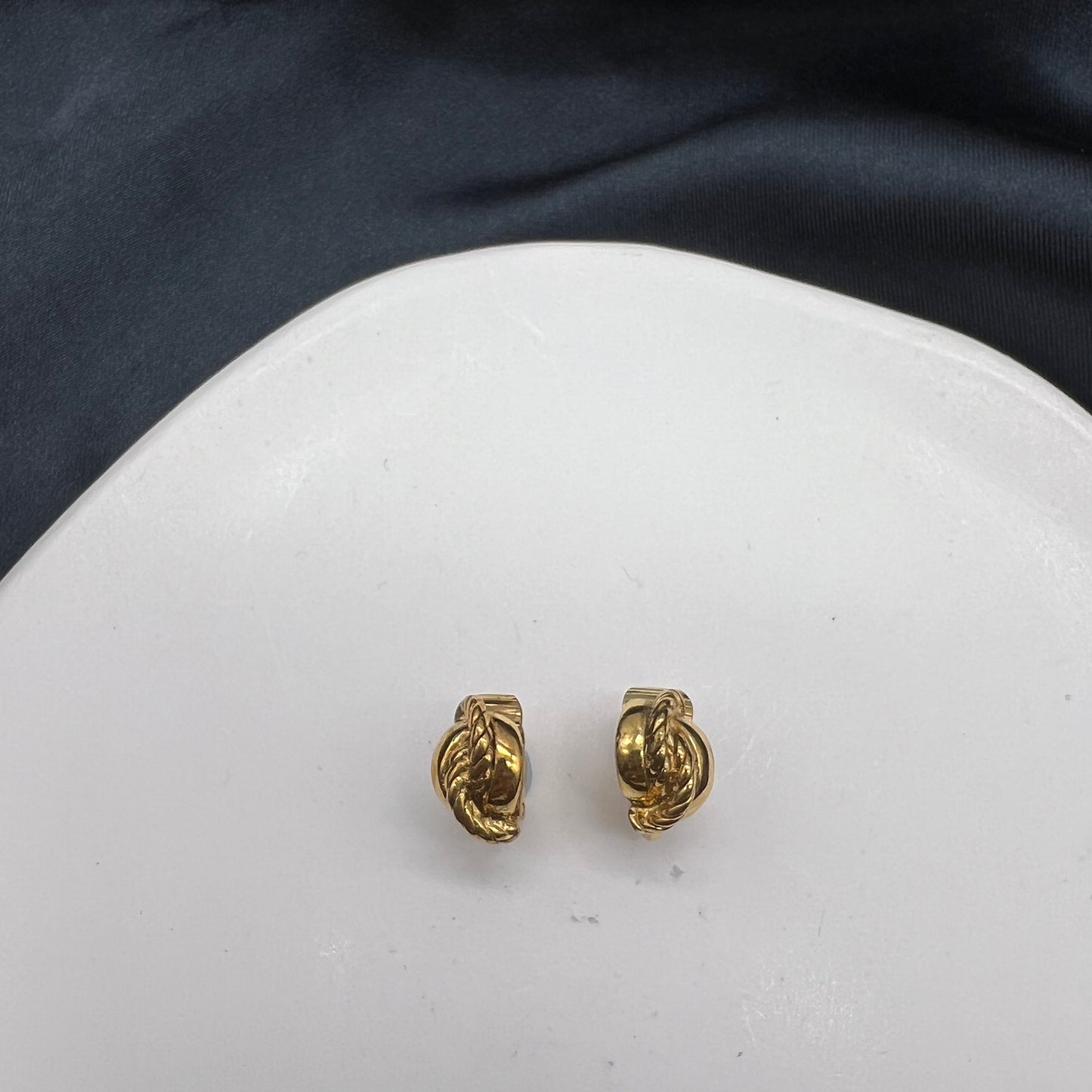 Christian Dior Vintage Twist Golden Clip-On Earrings