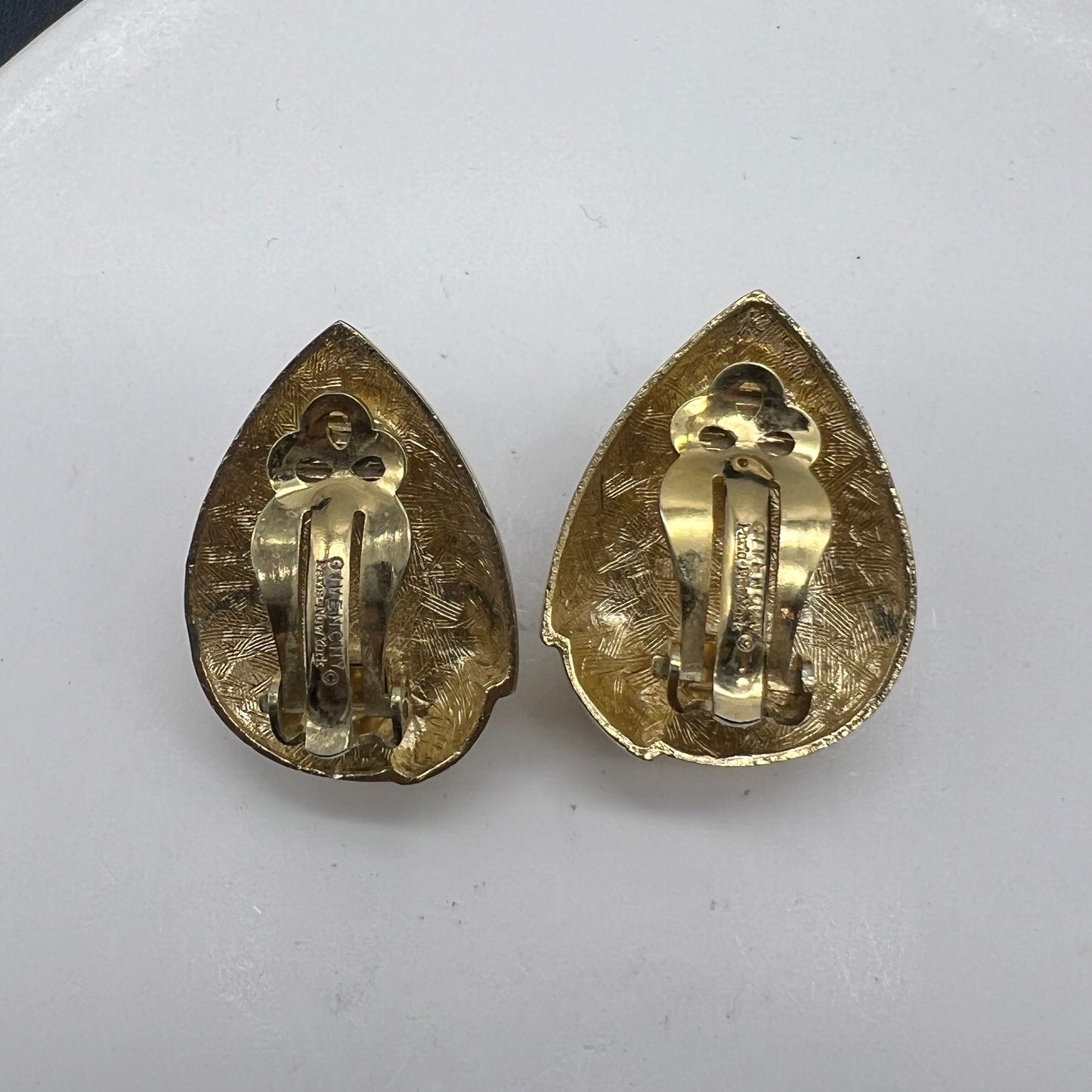 Givenchy Vintage Blue Color Stone In Golden Water Drop Clip-On Earrings