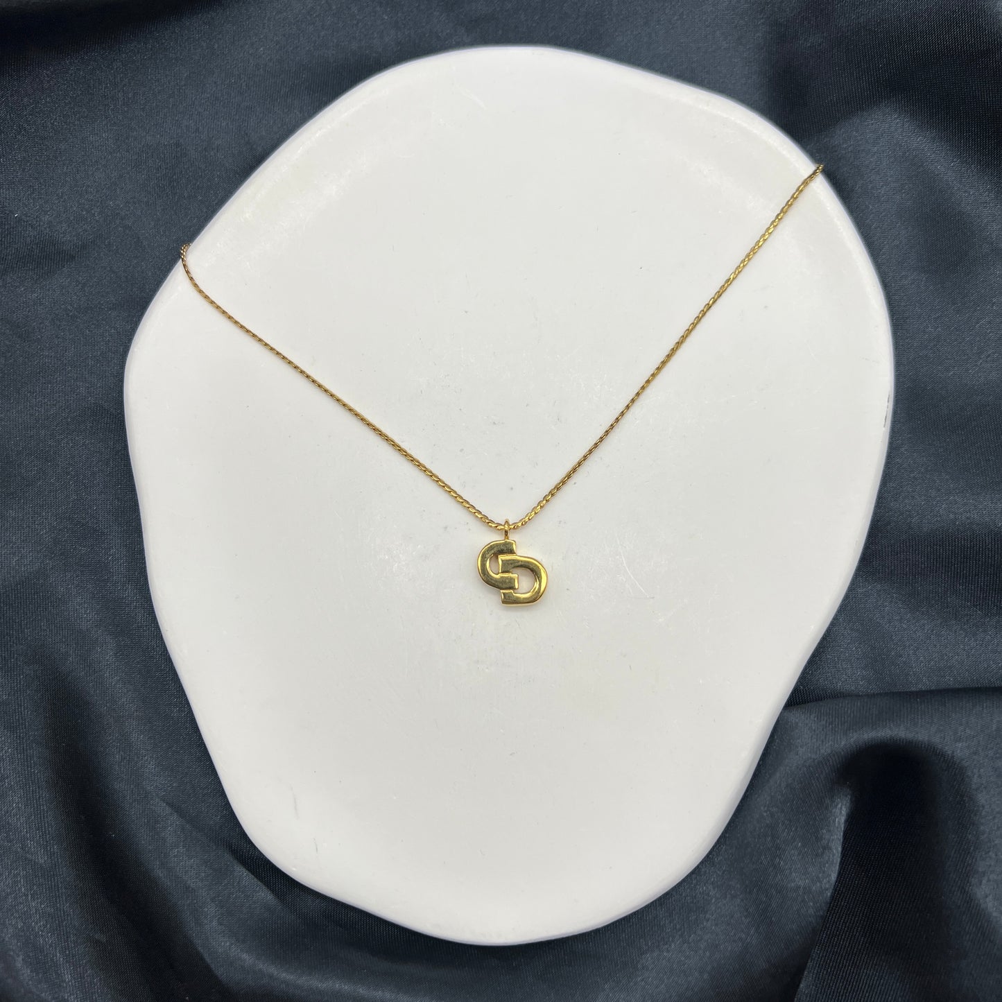 Christian Dior Vintage Golden CD Logo Necklace