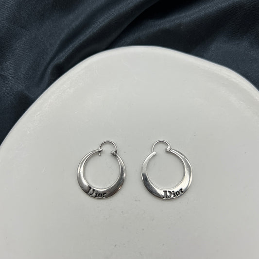 Christian Dior Vintage Dior Loop 925 Silver Earrings