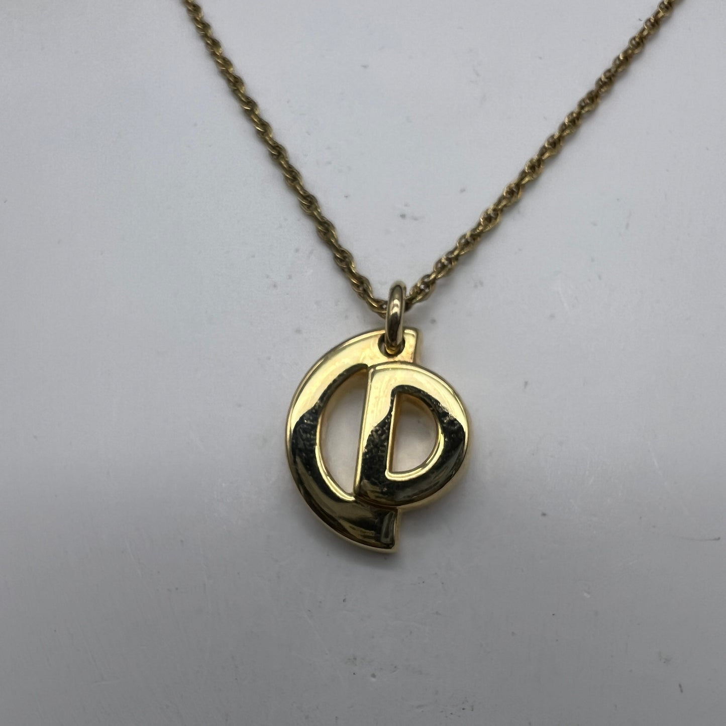 Christian Dior Vintage CD Logo Golden Necklace