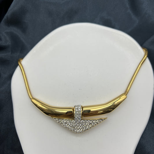 Givenchy Vintage Stylish Golden Necklace With Rhinestone Embellished