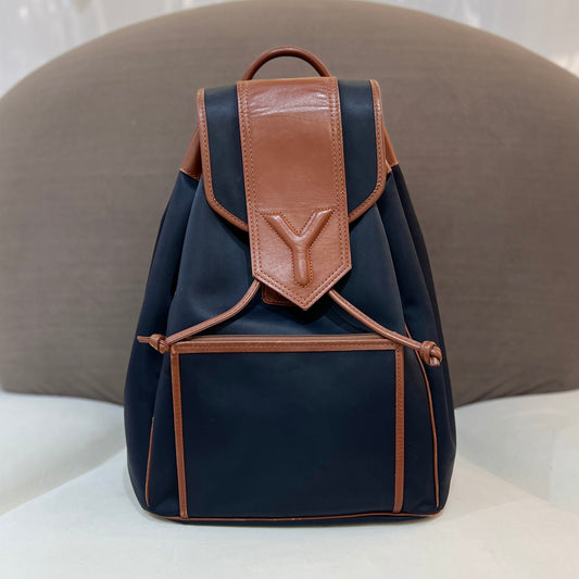 Yves Saint Laurent Y Line  Nylon Leather Backpack