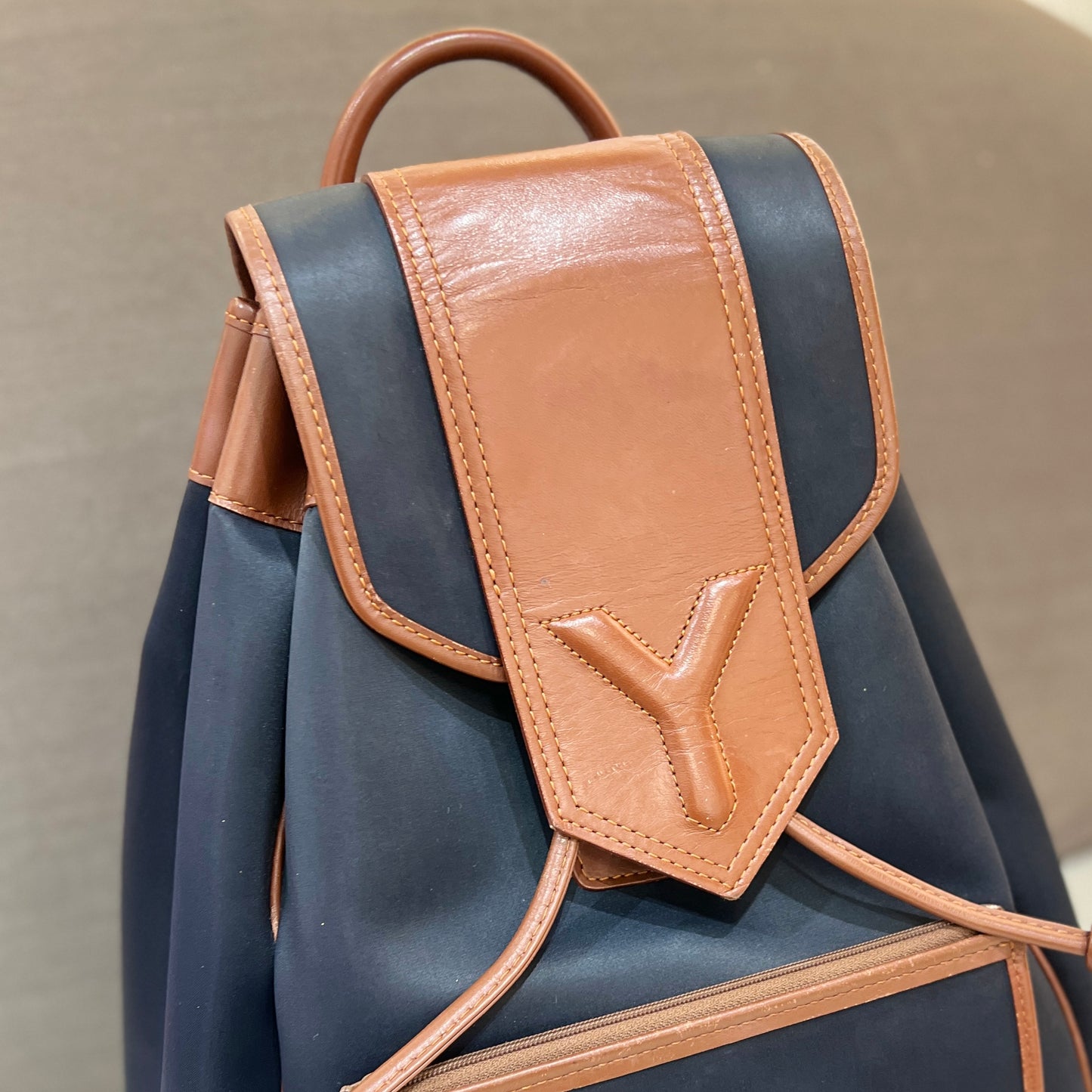 Yves Saint Laurent Y Line  Nylon Leather Backpack