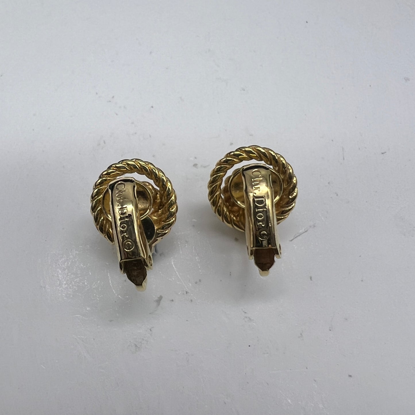 Christian Dior Vintage Golden Circle Motif Clip-On Earrings