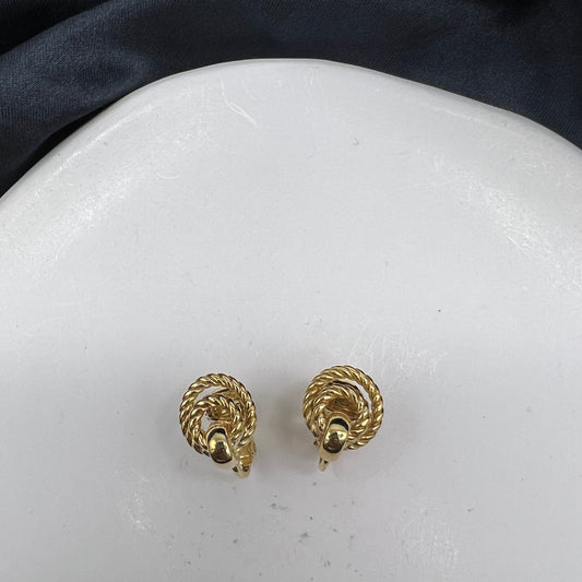 Christian Dior Vintage Golden Circle Motif Clip-On Earrings