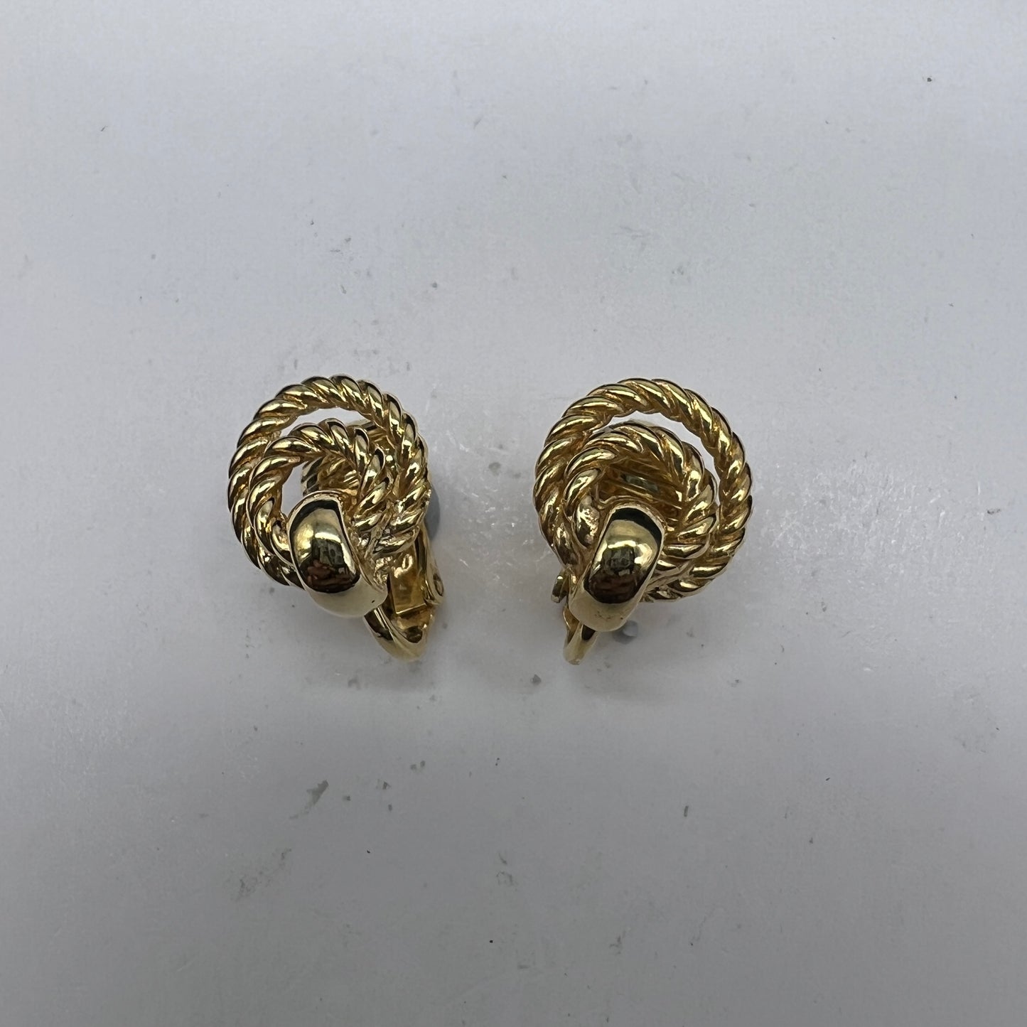 Christian Dior Vintage Golden Circle Motif Clip-On Earrings