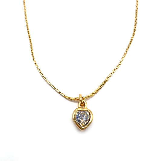 Christian Dior Vintage Heart Motif Golden Necklace