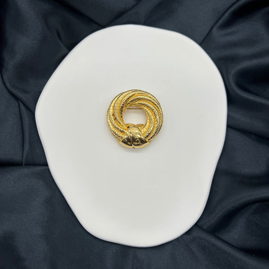 Burberry Gold Twist Circle Brooch