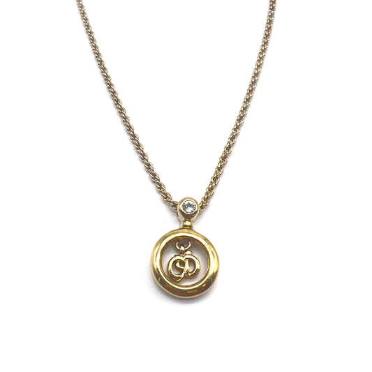 Christian Dior Vintage CD Logo In Circle Golden Necklace