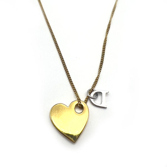 Christian Dior Vintage D Logo With Golden Heart Motif Necklace