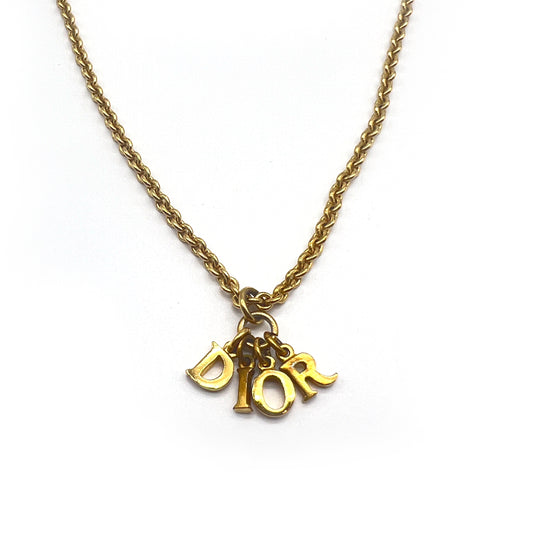 Christian Dior Vintage Dior Logo Golden Necklace