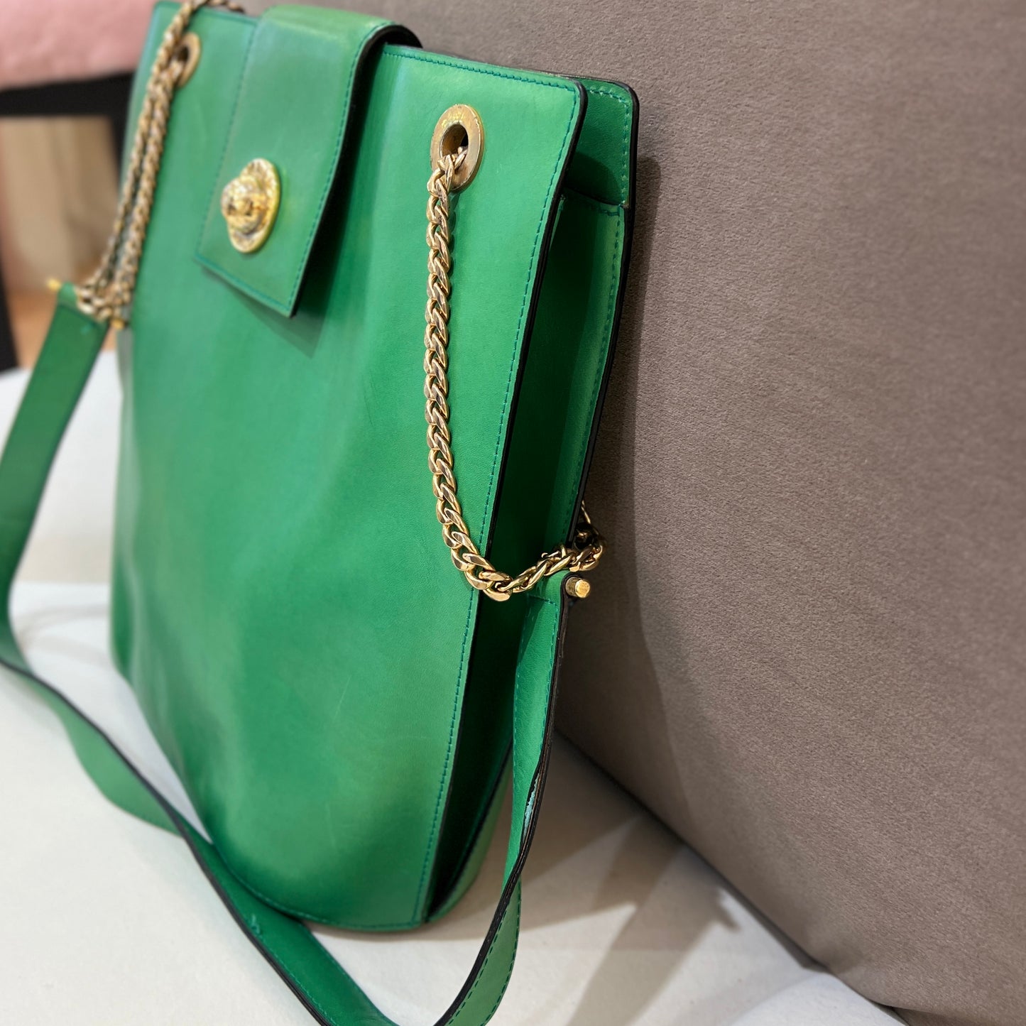 Broken - Celine Star Ball Leather Shoulder Bag In Light Green Color