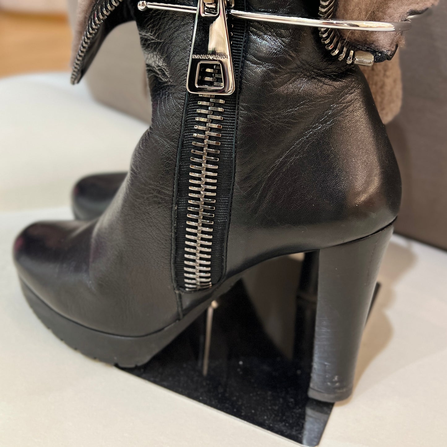 Armani Black Leather Boots