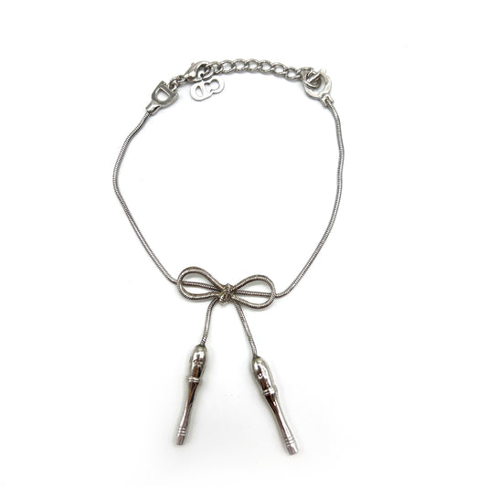 Christian Dior Vintage Jump Rope Ribbon Silver Bracelet