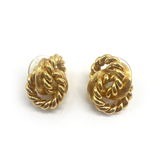 Christian Dior Vintage Möbius Twist Golden Earrings