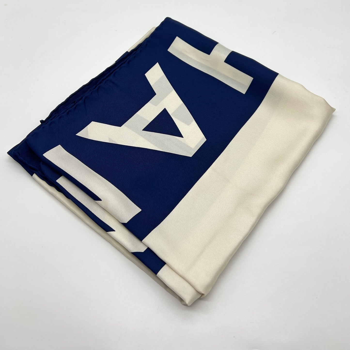 Chanel Vintage Cc Logo Navy X White Scarf