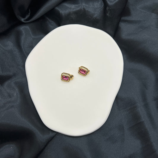 Christian Dior Pink Stone Radiant Cut Clip On Earrings