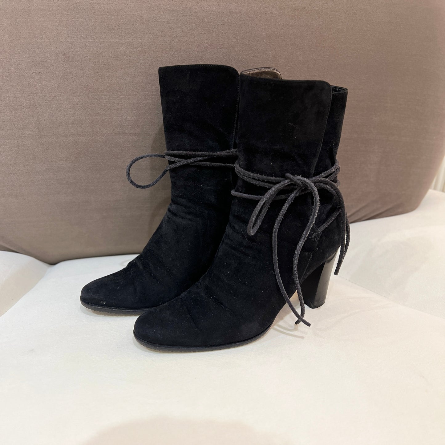 Hermes Black Ankle Boots In Suede Leather