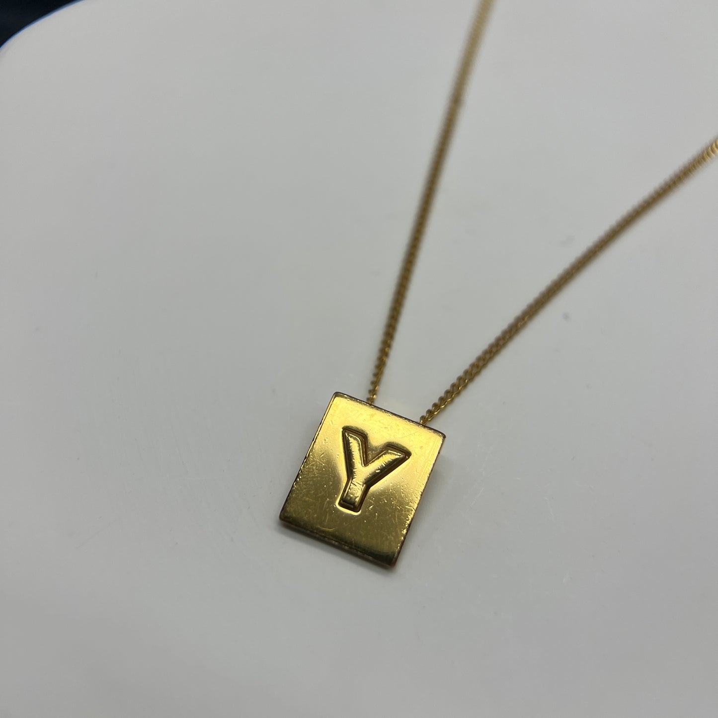 Celine Initial Y Gold Plate Necklace