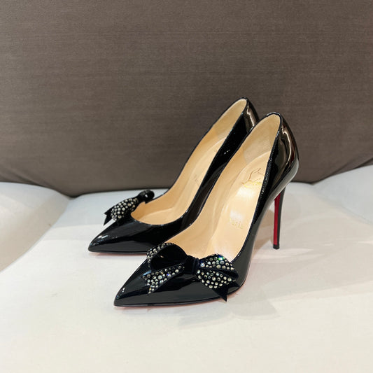 Christian Louboutin Patent Leather Pumps With Shining Ribbon (Size 35)