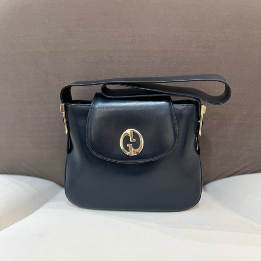 Gucci Double G Logo Shoulder Bag In Navy Color