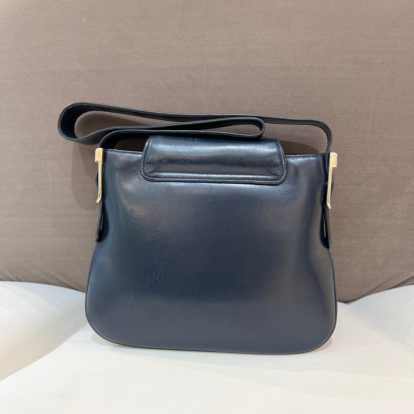 Gucci Double G Logo Shoulder Bag In Navy Color