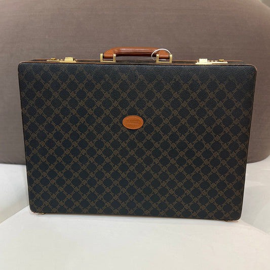 Bally Brown Monogram Leather Briefcase