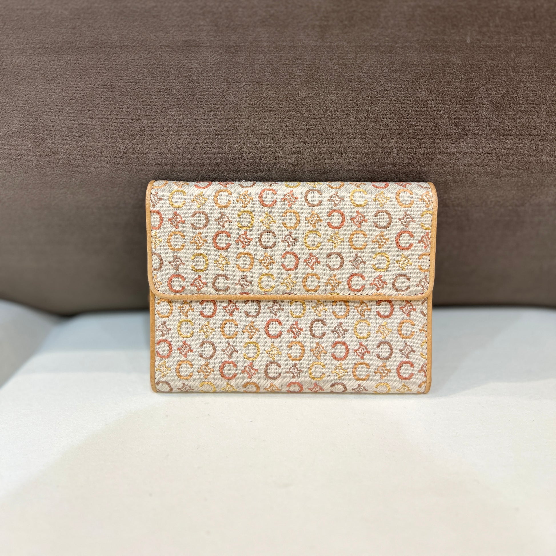 Celine C Triomphe Monogram Trifold Wallet In Multi Colors – diorellame