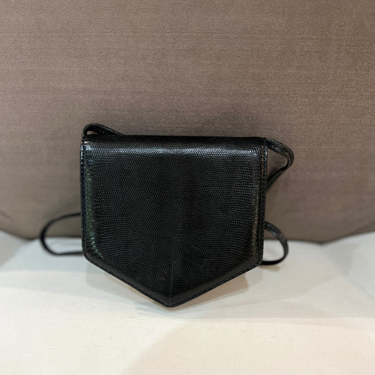 Yves Saint Laurent Lizard Mini Shoulder Bag In Black Color