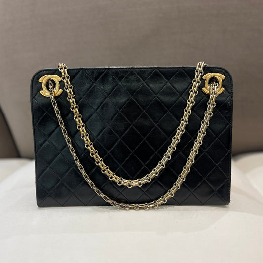 Chanel香奈兒中古CC鏈皮革手提包