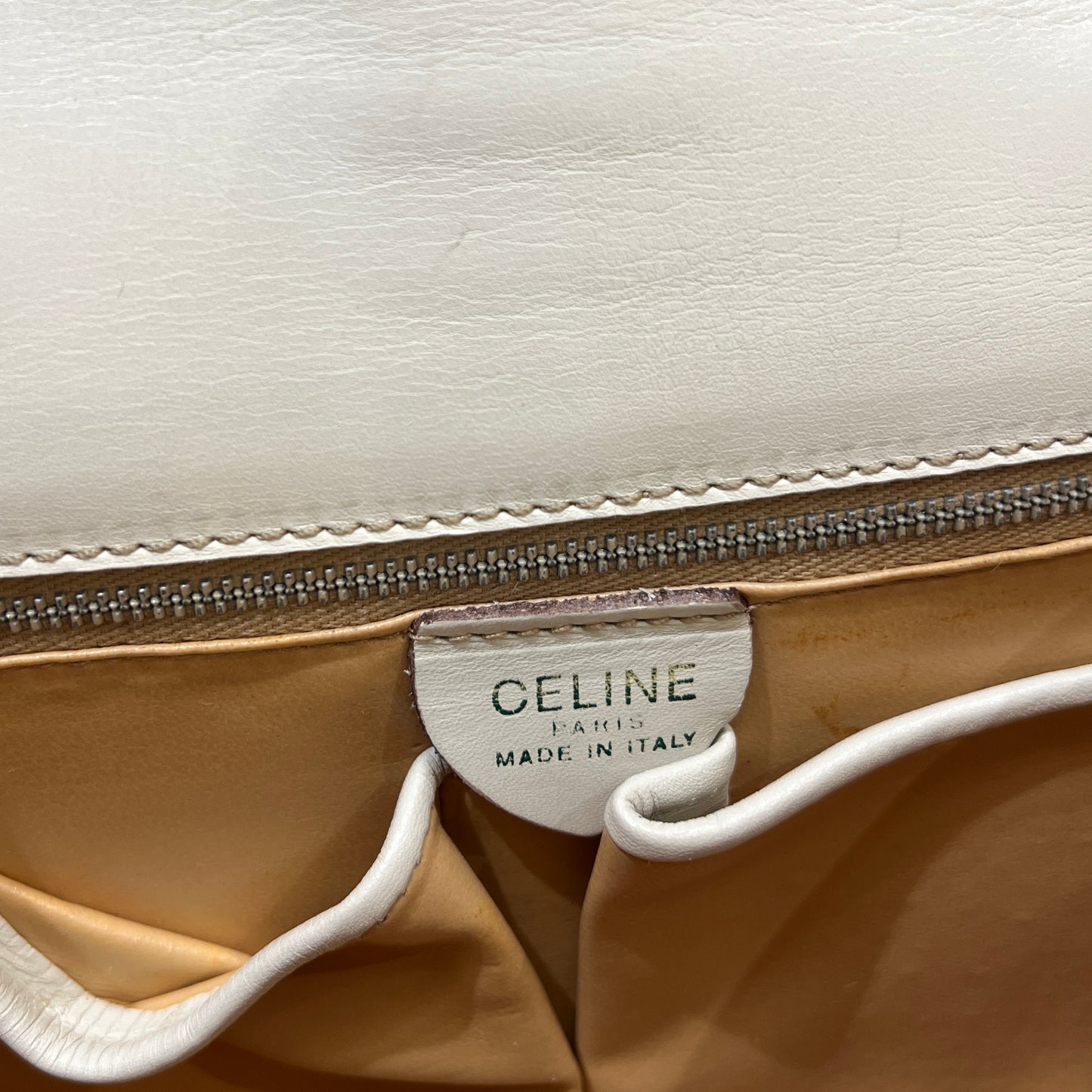 Celine Gancini Top Handle Mini Bag In Ivory Color Calfskin