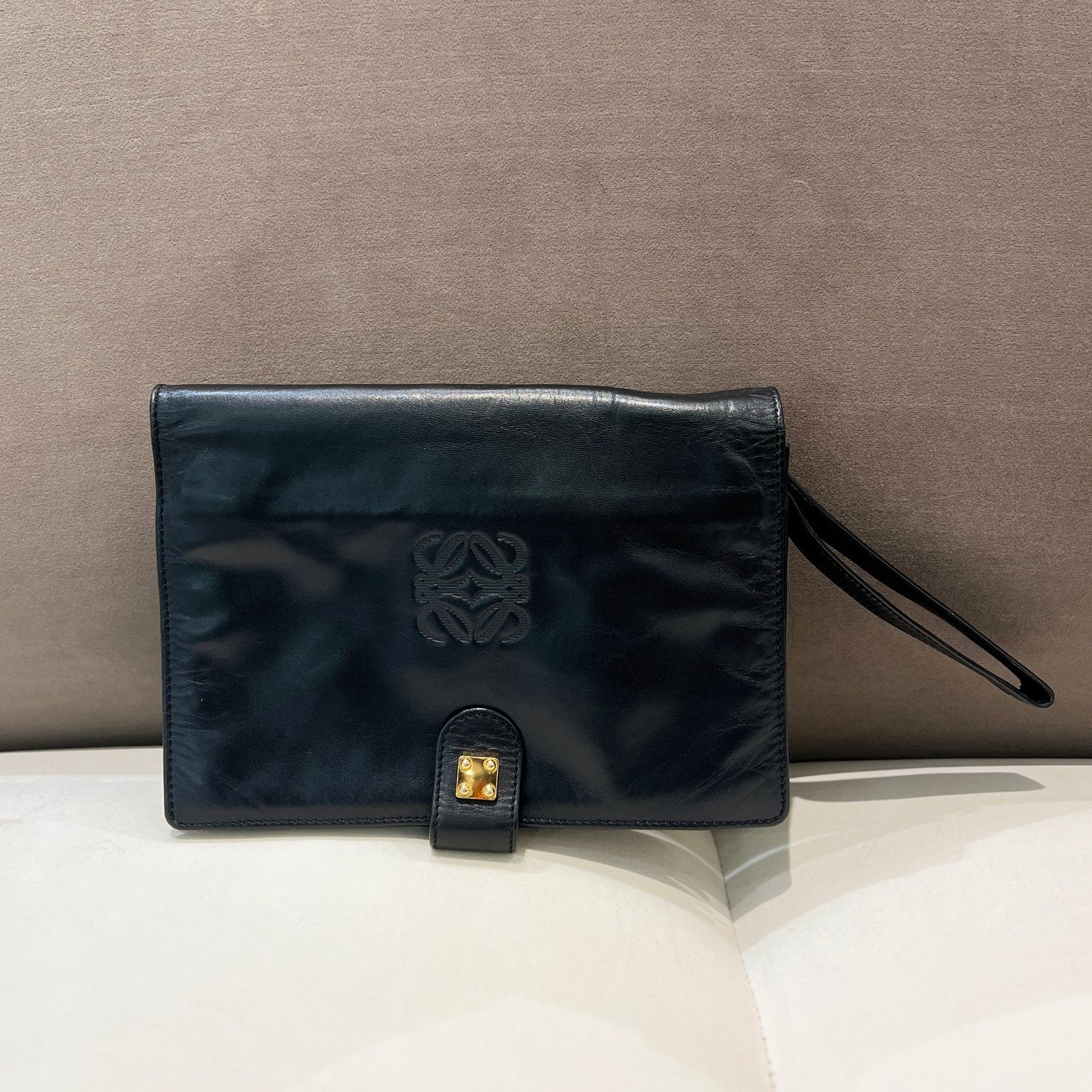 Loewe Black Leather Clutch Bag