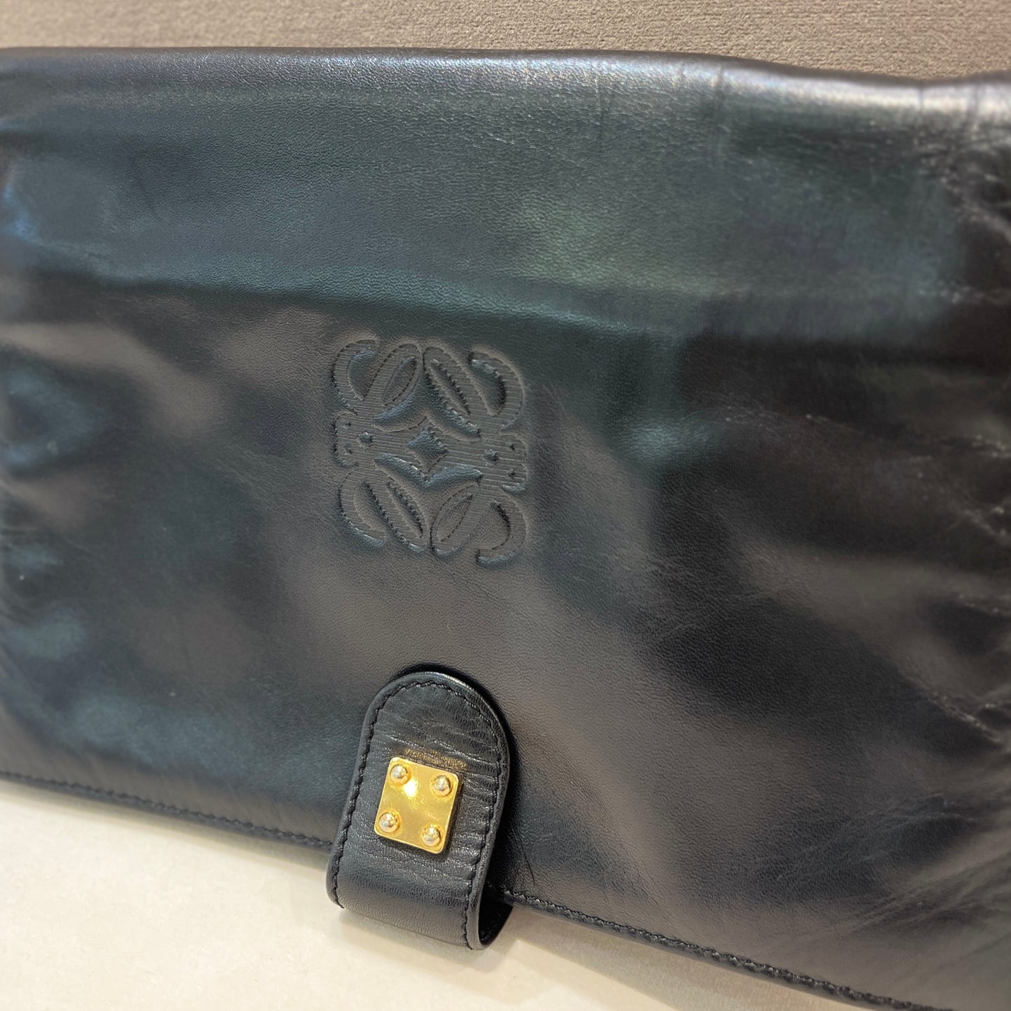 Loewe Black Leather Clutch Bag