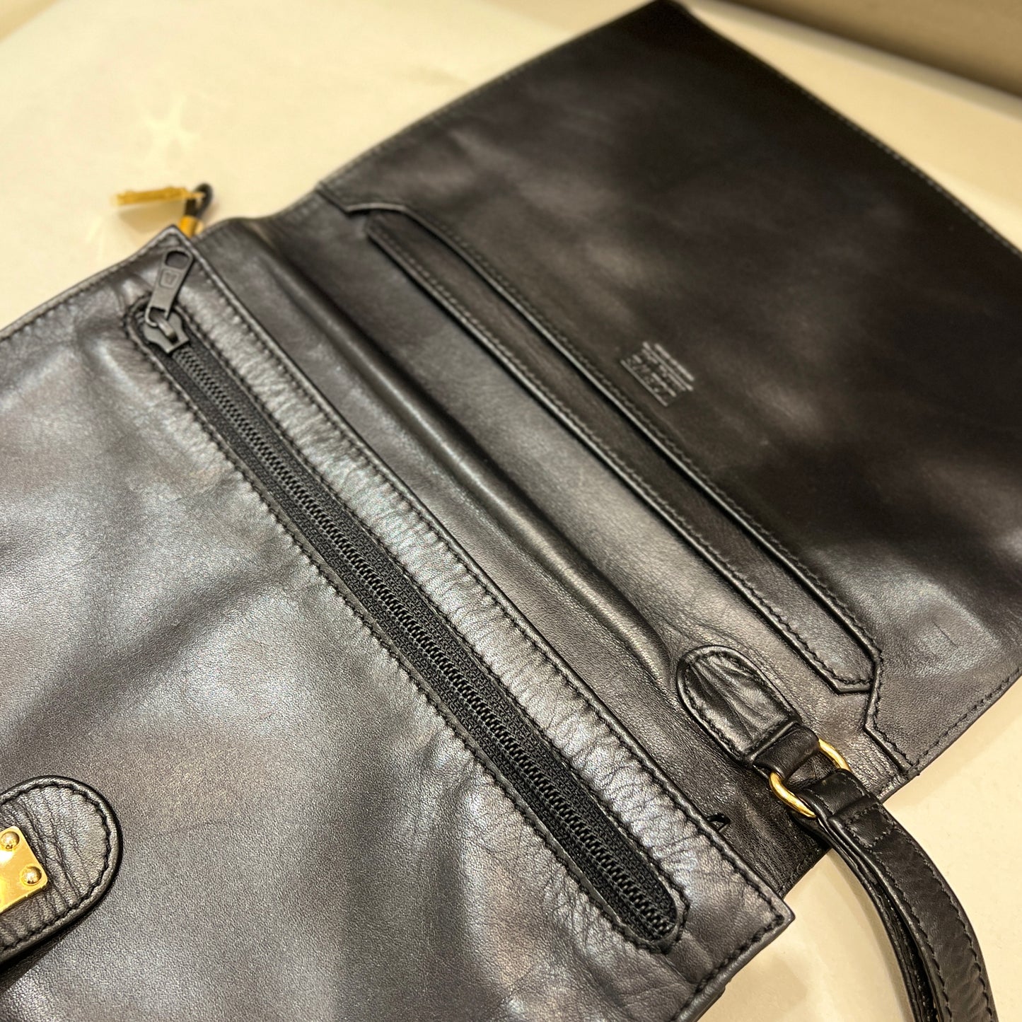 Loewe Black Leather Clutch Bag