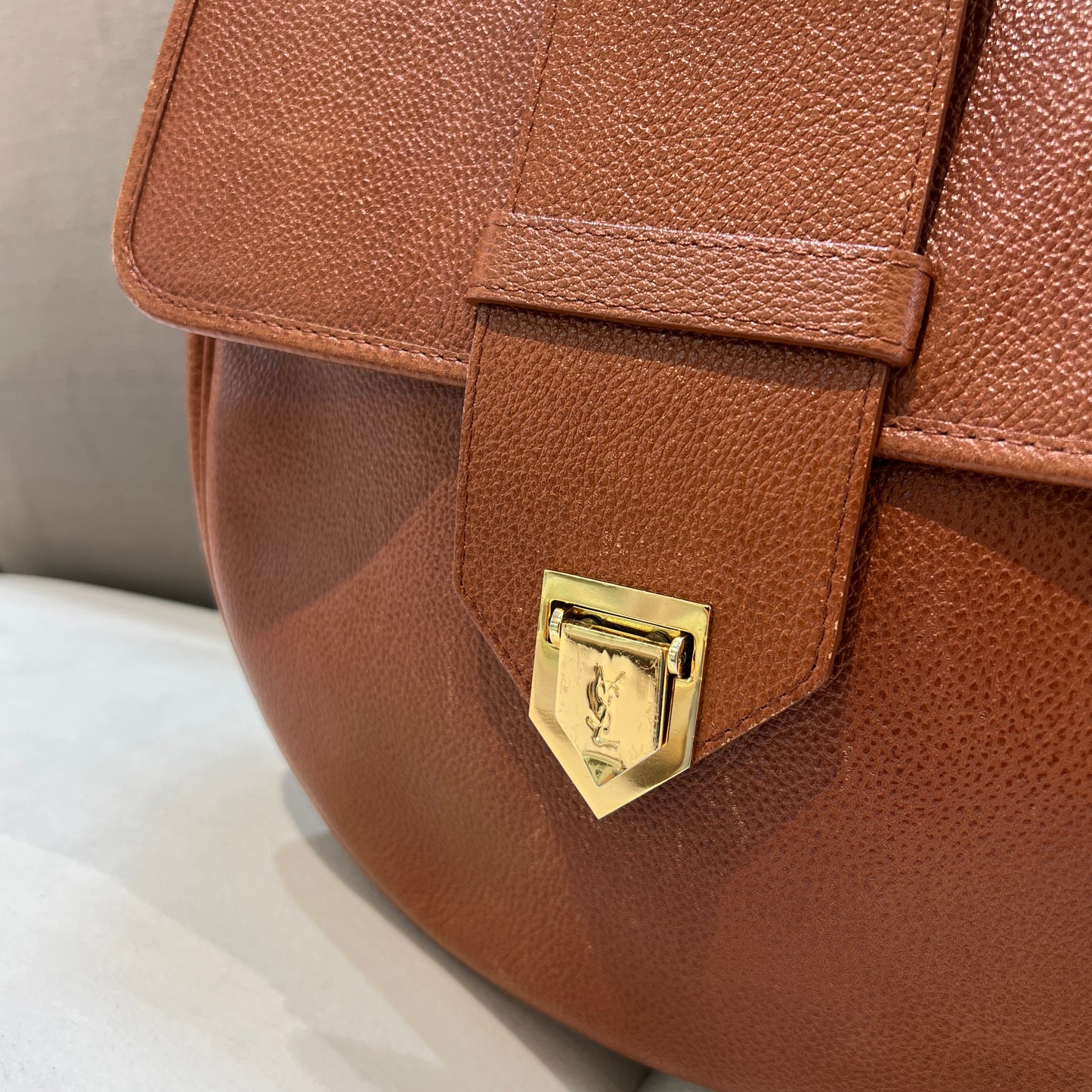 Yves Saint Laurent Brown Leather Shoulder Bag With Ysl Buckle