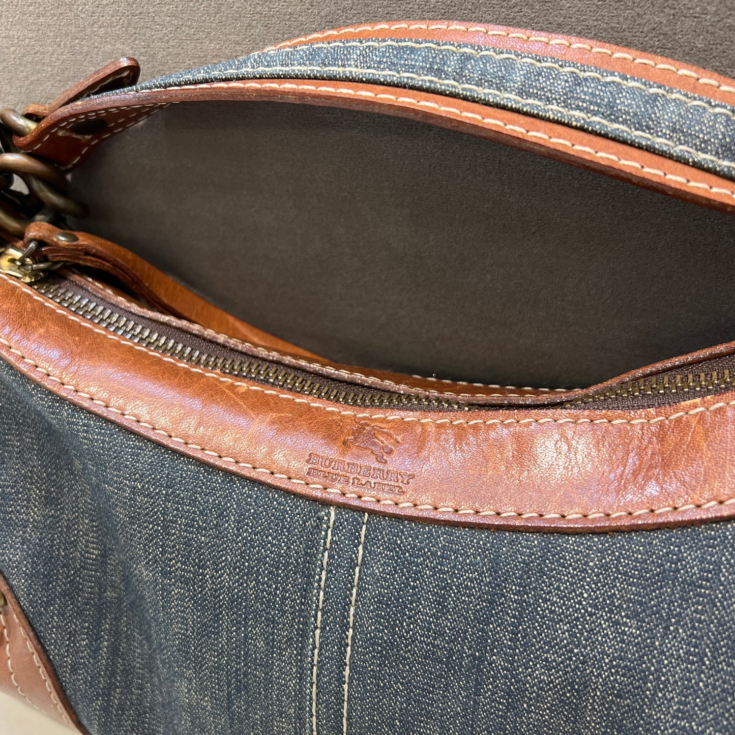 Burberry Denim With Leather Handbag