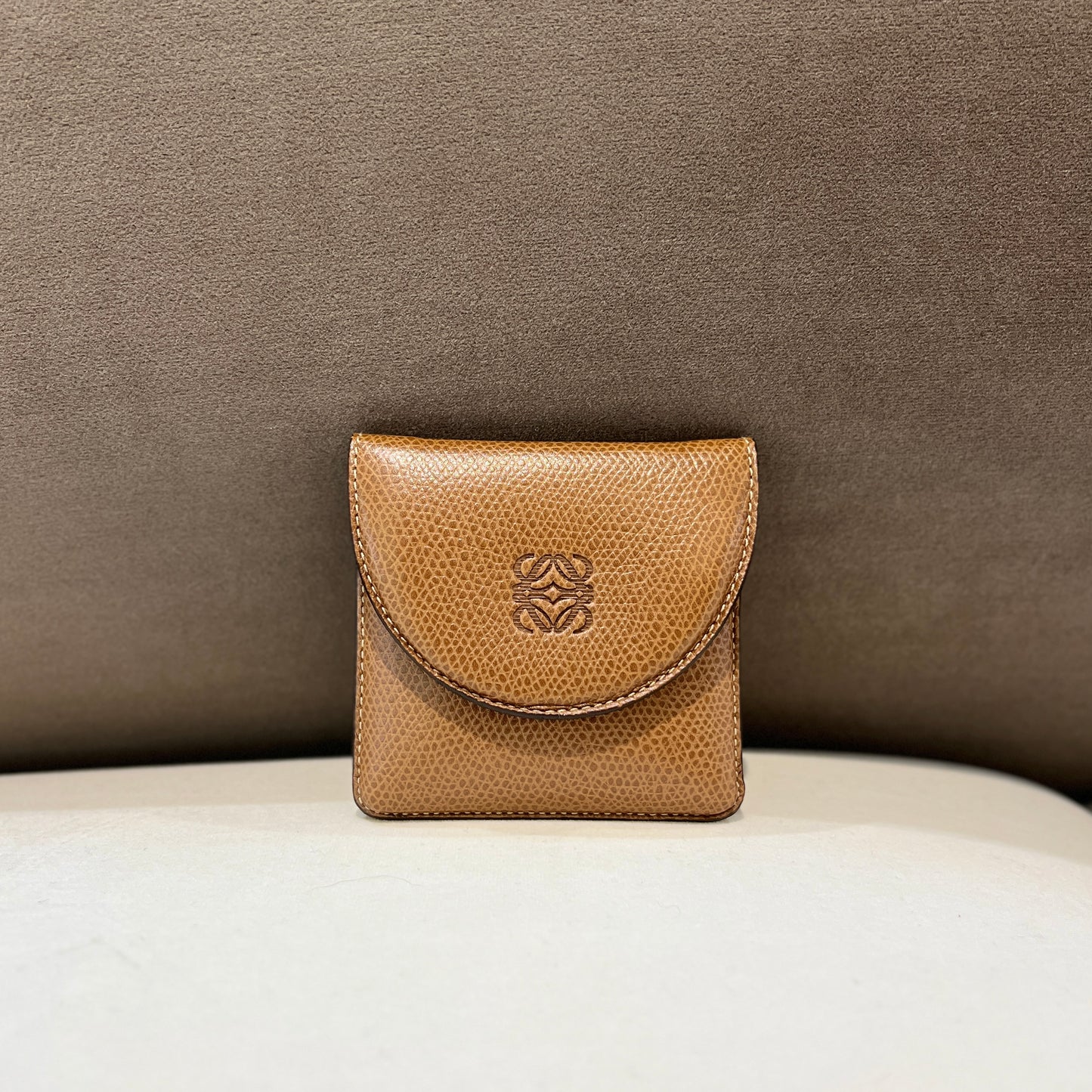 Loewe Anagram Leather Coin Case With Brown Color