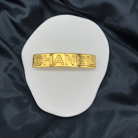 Chanel Logo Barrette Gold Hair Clip