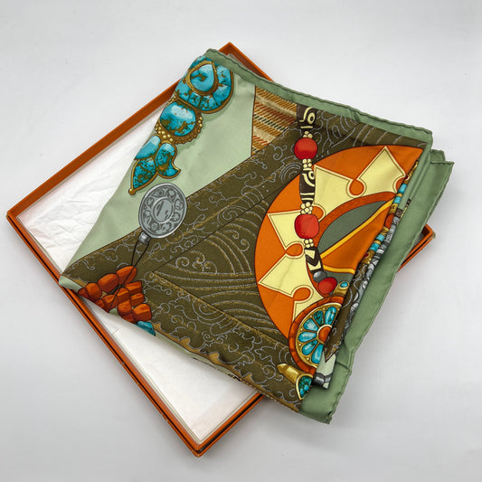 Hermes Tibet Tibetan Green 90 Scarf