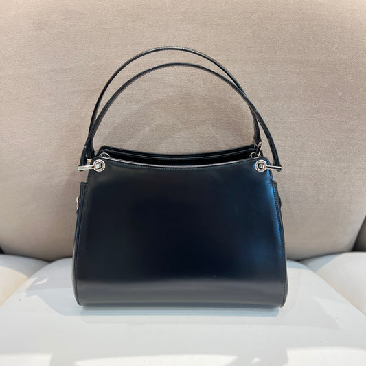 Bally Black Leather Handbag With Silver Hardware