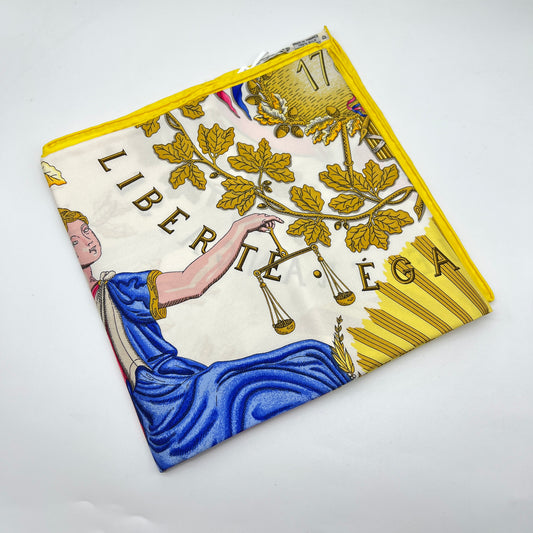 Hermes Carré 90 1789 The French Revolution Yellow Silk Scarf