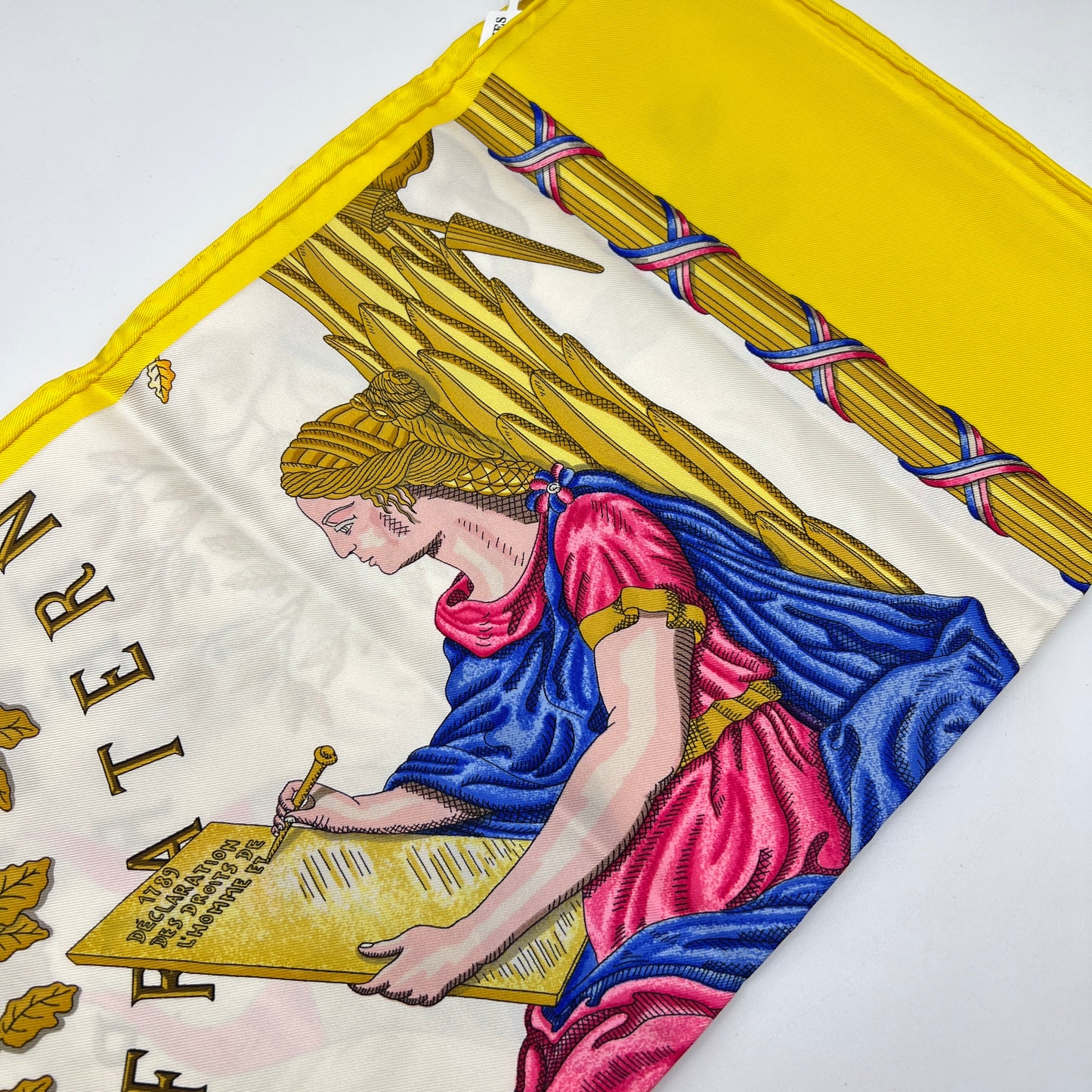 Hermes Carré 90 1789 The French Revolution Yellow Silk Scarf